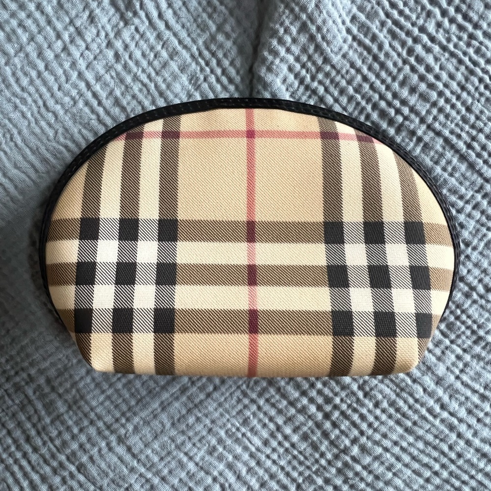 Burberry Tan and Black Checkered Pouch